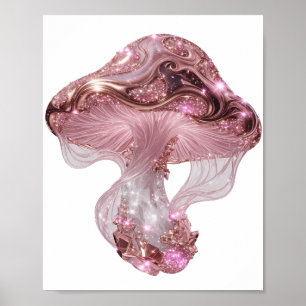 Lebendiges Silber STRAHLEND ROSA PILZ Poster