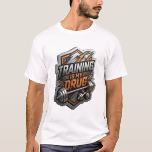Lebendiges Silber TRAINING IST MEINE DROGE Shirt-D T-Shirt