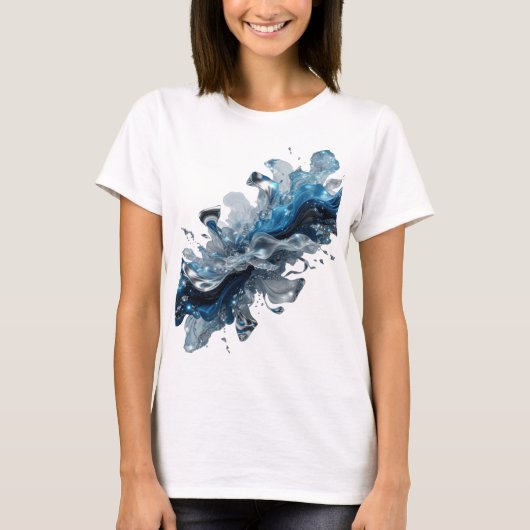 Lebendiges Silber-WATER FLOW-Statement-T-Shirt T-Shirt (Vorderseite)