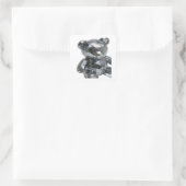 Lebendiges silbernes abstraktes Sticker-Design Quadratischer Aufkleber (Tasche)