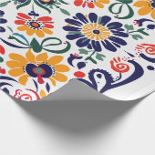 Lebendiges skandinavisches Volk Floralmuster-Wrapp Geschenkpapier (Ecke)