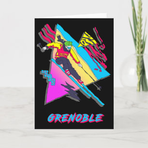 Lebendiges Skidesign mit Grenoble-Text-Ski Karte