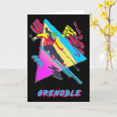Lebendiges Skidesign mit Grenoble-Text-Ski Karte (Gelbe Blume)