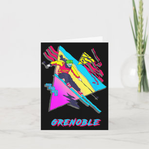Lebendiges Skidesign mit Grenoble-Text-Ski Karte