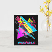 Lebendiges Skidesign mit Grenoble-Text-Ski Karte (Gelbe Blume)