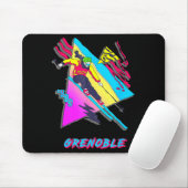 Lebendiges Skidesign mit Grenoble-Text-Ski Mousepad (Mit Mouse)