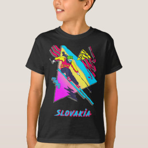 Lebendiges Slowakei Ski Retro Art inspiriertes Ski T-Shirt