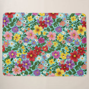 Lebendiges Sommer-Blumenwiesen-Blumenmuster Sherpadecke