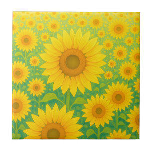 Lebendiges Sonnenblumenfeld-Muster Fliese