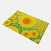 Lebendiges Sonnenblumenfeld-Muster Fußmatte (Schrägansicht)