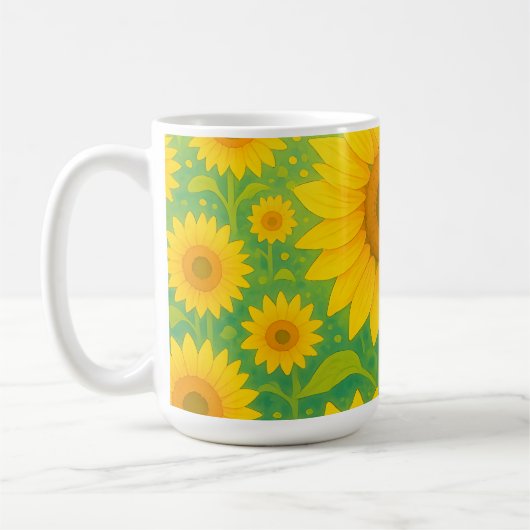 Lebendiges Sonnenblumenfeld-Muster Kaffeetasse (Links)
