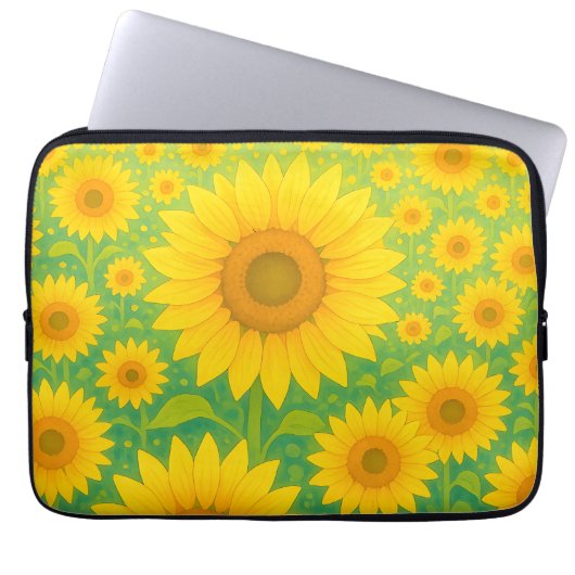 Lebendiges Sonnenblumenfeld-Muster Laptopschutzhülle (Vorderseite)