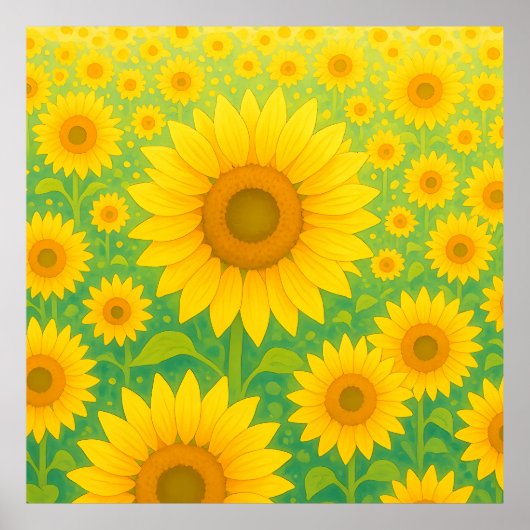 Lebendiges Sonnenblumenfeld-Muster Poster (Vorne)