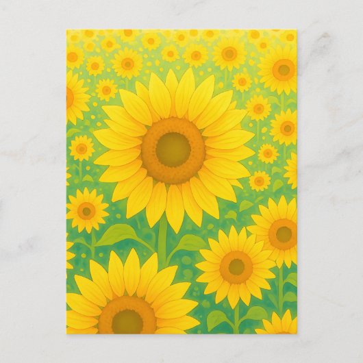 Lebendiges Sonnenblumenfeld-Muster Postkarte (Vorderseite)