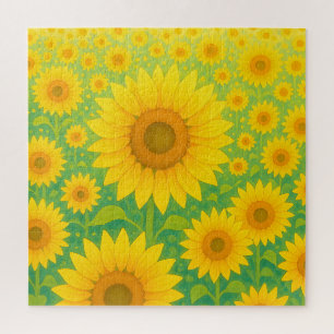 Lebendiges Sonnenblumenfeld-Muster Puzzle