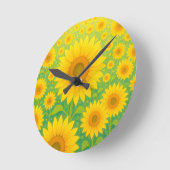 Lebendiges Sonnenblumenfeld-Muster Runde Wanduhr (Winkel)