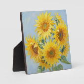 Lebendiges Sonnenblumenstrauß-Ölgemälde Fotoplatte (Vorderseite)