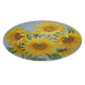 Lebendiges Sonnenblumenstrauß-Ölgemälde Schneidebrett (Ecke)