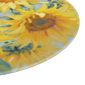 Lebendiges Sonnenblumenstrauß-Ölgemälde Schneidebrett (Ecke)