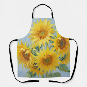 Lebendiges Sonnenblumenstrauß-Ölgemälde Schürze