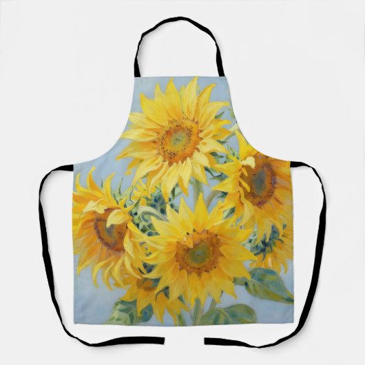 Lebendiges Sonnenblumenstrauß-Ölgemälde Schürze (Vorderseite)