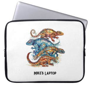 Lebendiges Stammes-Echsen-Totem, individuell Laptopschutzhülle