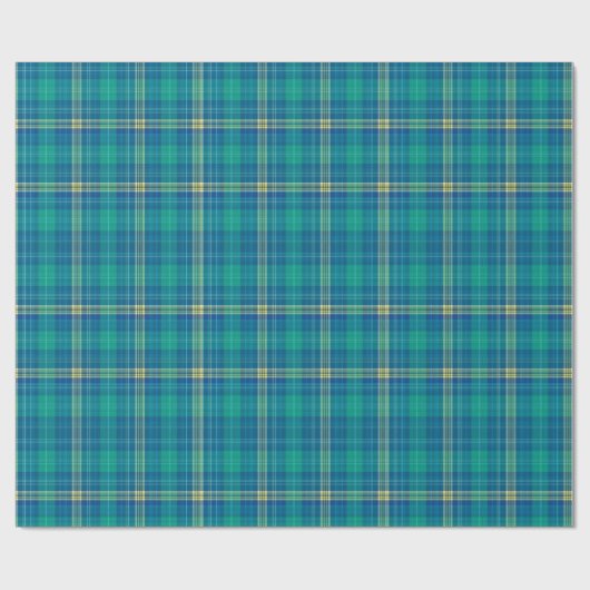 Lebendiges Teal und Mariner-Karomuster Geschenkpapier (Flach)