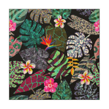 Lebendiges tropisches Blätter- und Blumenmuster