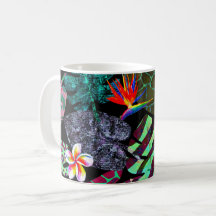 Lebendiges tropisches Blätter- und Blumenmuster