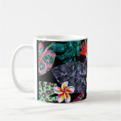 Lebendiges tropisches Blätter- und Blumenmuster Kaffeetasse (Links)