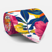 Lebendiges tropisches Blumen-Design im trendigen I Krawatte (Gerollt)