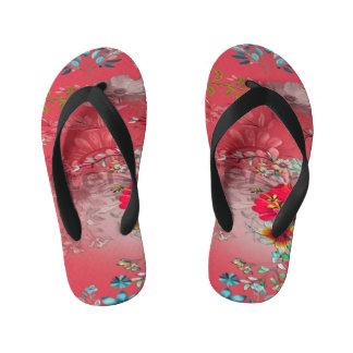 Lebendiges tropisches Blumenmuster Sommer-Flip-Flo Kinderbadesandalen
