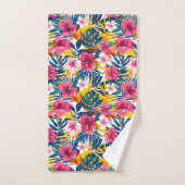 Lebendiges tropisches Blumenparadies-Musterdesign Badhandtuch Set (Handtuch)
