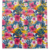 Lebendiges tropisches Blumenparadies-Musterdesign Duschvorhang (Vorderseite)