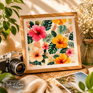 Lebendiges tropisches Hibiskus-Blumenmuster nahtlo Fotodruck
