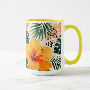 Lebendiges tropisches Hibiskus-Blumenmuster ohne N Tasse