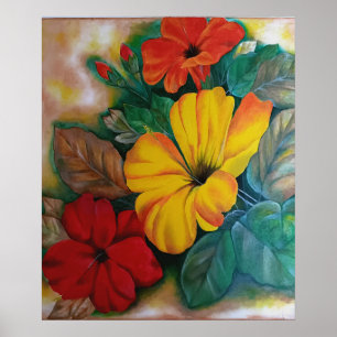​Lebendiges Tropisches Hibiskus-Blumenposter Poster