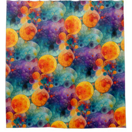 Lebendiges Türkis-Purple-Orange-Fraktal-Kunstmuste Duschvorhang