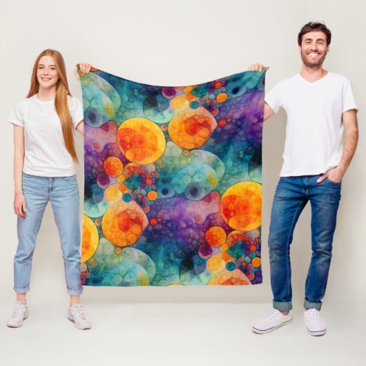 Lebendiges Türkis-Purple-Orange-Fraktal-Kunstmuste Fleecedecke (Beispiel)
