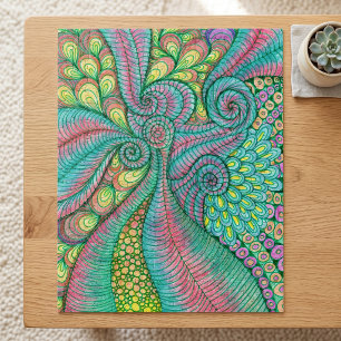 Lebendiges Türkis und Rosa psychedelisches abstrak Puzzle