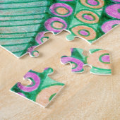 Lebendiges Türkis und Rosa psychedelisches abstrak Puzzle (Seite)