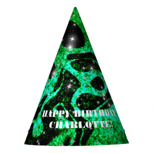 Lebendiges und kosmisch grünes glitzerndes Glitter Partyhütchen