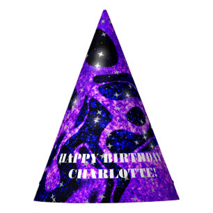 Lebendiges und kosmisch purpurrosa funkelndes Glit Partyhütchen