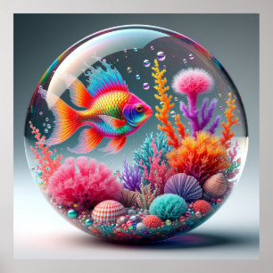 Lebendiges Unterwasser-Korallenriff-Ökosystem Poster