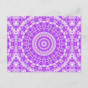 Lebendiges Violett-Mandala-Kaleidoskop-Muster Postkarte