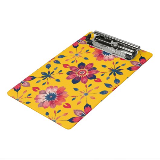 Lebendiges Volkskunst-Blumenmosaik Mini Klemmbrett (Gewinkelt3)