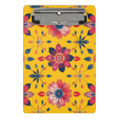 Lebendiges Volkskunst-Blumenmosaik Mini Klemmbrett (Vorderseite)