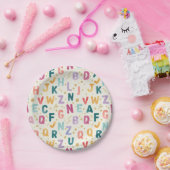 Lebendiges Wasserfarben-Alphabet Pappteller (Party)