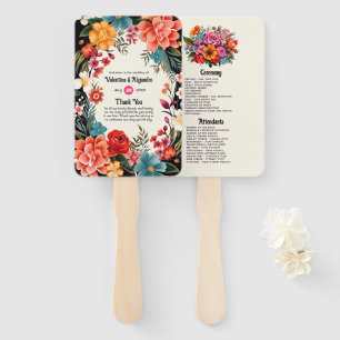 Lebendiges Wasserfarben-Blumen-Fest-Hochzeitsprogr Fächer
