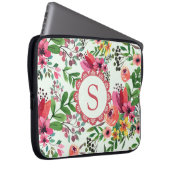 Lebendiges Wasserfarben-Blumenmonogramm Laptopschutzhülle (Vorne Rechts)